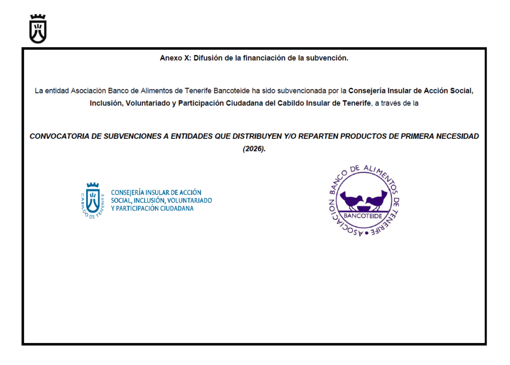 Subvención para productos de primera necesidad 2026 – Cabildo de Tenerife