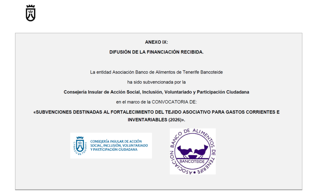 Fortalecimiento del tejido asociativo 2026 – Cabildo de Tenerife
